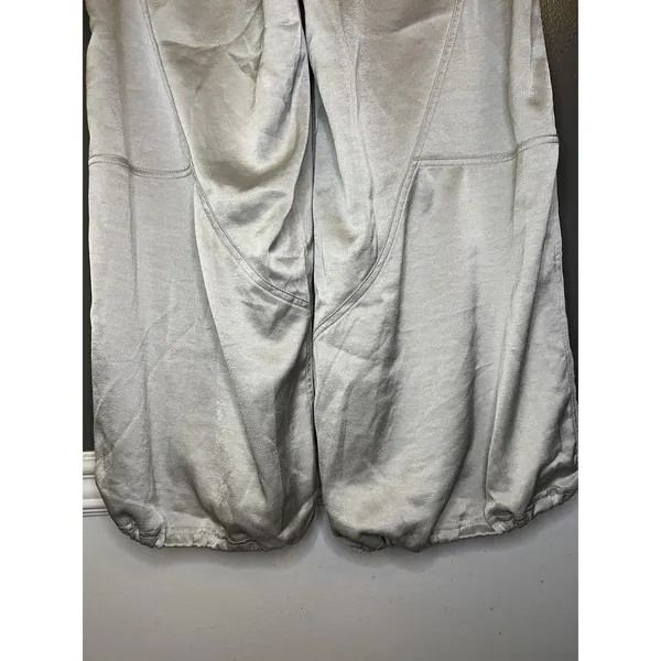 Anthropologie Pants Womens Medium Silver Satin Jogger Elastic Waist Cuffed - Image 10
