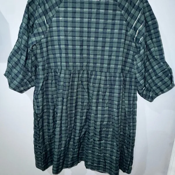 NWT Madewell Marianna Puff-Sleeve Mini Dress M Medium Plaid Green‎ X - Image 6