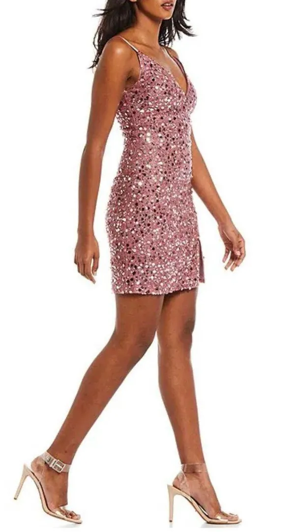 Dillard's V-neck Sequin Dress - Image 3
