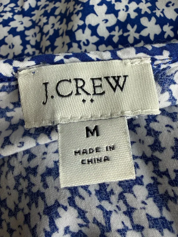 J. Crew Floral Tiered Midi Dress in Blue and White Size Medium - Image 8