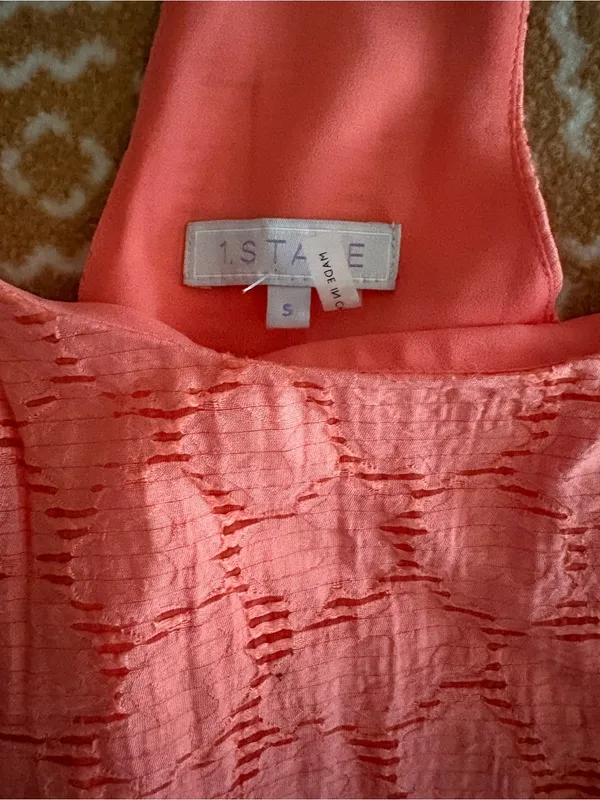 1. State Coral Pink Textured Slip Dress - Image 3