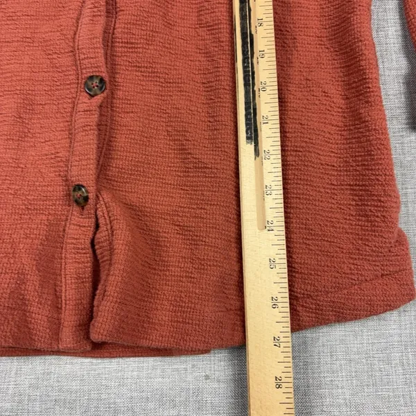 Madewell Cardigan Sweater Womens Small Orange Collared Waffle Knit Button Front - Image 5
