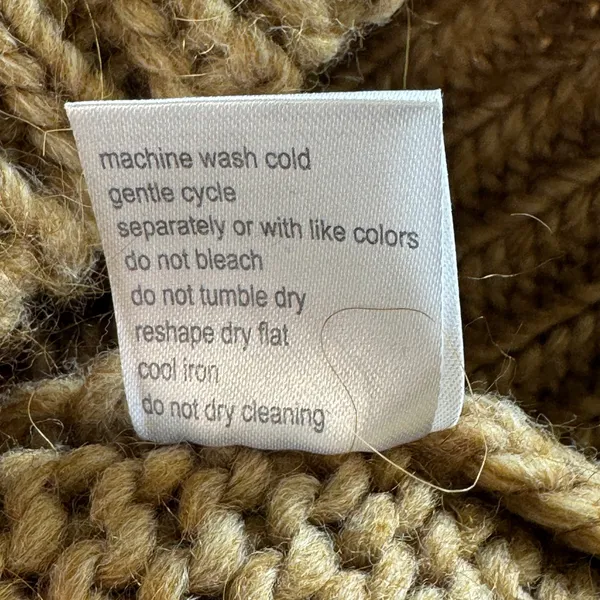 Elsamanda Italy Alpaca Wool Blend Chunky Knit Sweater Tan White Stripe Large‎ L - Image 5