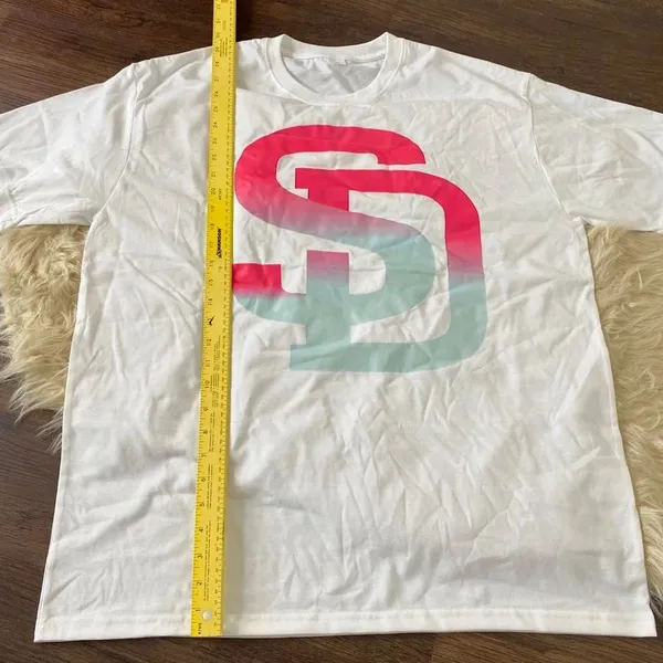 NWOT White 100% Cotton SD (San Diego) Graphic T-Shirt XL - Image 5