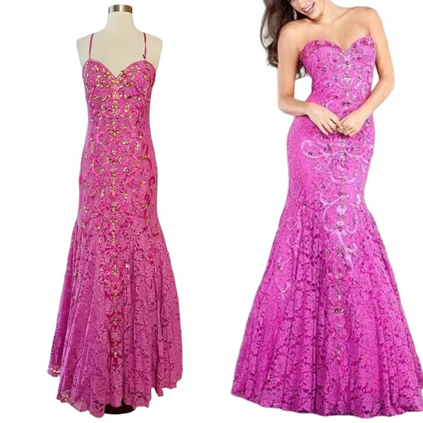 JOVANI Pink Lace Dress Strapless Mermaid Sweetheart Gown Prom Formal Gala 6 NWT - Image 2