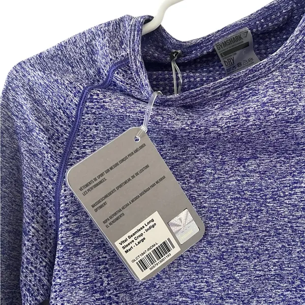 Gymshark NEW Vital Seamless Long Sleeve Crop in Indigo Marl - Image 5