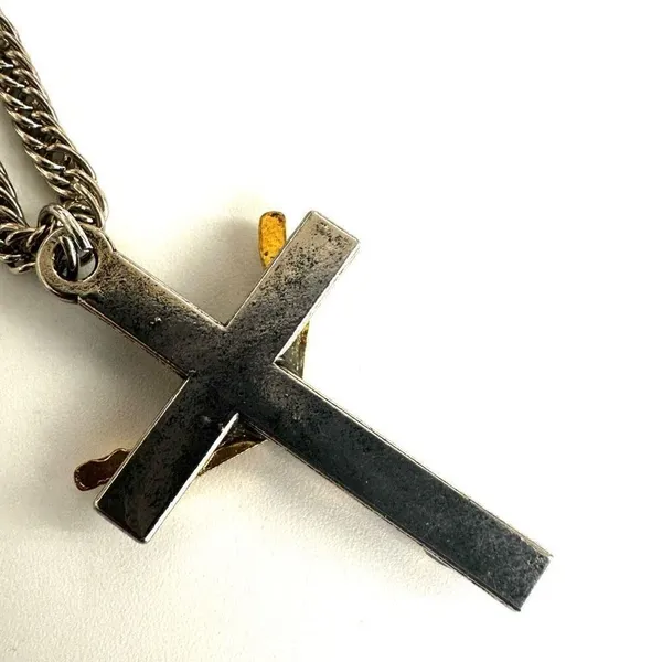 Silver gold tone cross pendant necklace - Image 7