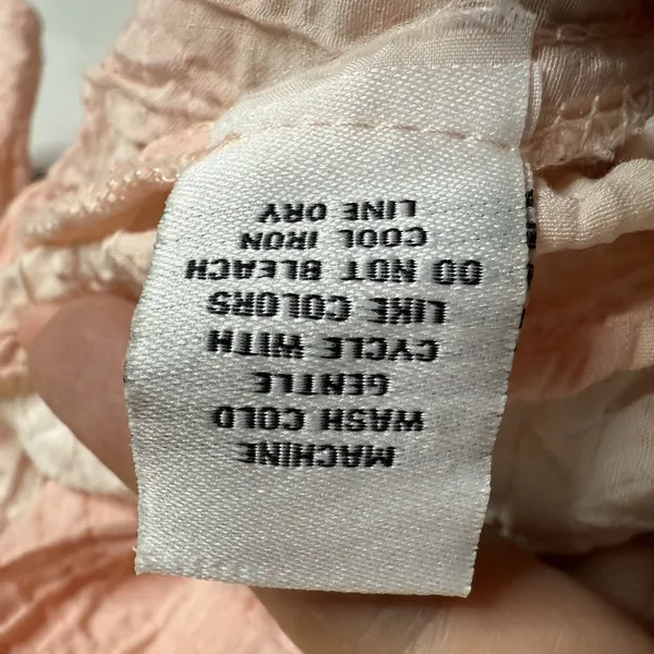 Habitat Clothes To Live In XL Peach Crinkle Textured Button Front Top Lagenlook - Image 7