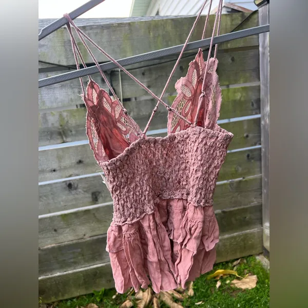 Free People FP One $68 Adella Cami Tank Lace Top Pink Mauve Festival‎ Fairy Boho - Image 4