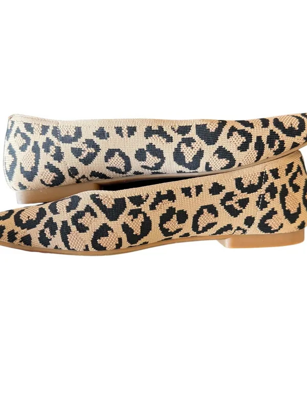 VIVAIA - Margot 2.0 Leopard Knit Square Toe Ballet Flats Sz 7.5 EU 38.5 - Image 4