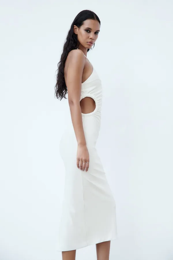 Zara Dress maxi halter cut out white wedding coctail party - Image 10