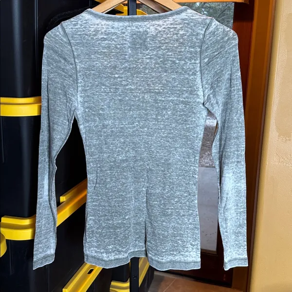 Chaser Washed Gray Baby Rib Snap Front Top Soft Cotton Stretch Size XS - Image 7
