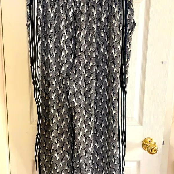 Max Studio Wide Leg Black and Off‎ White Pants - Image 2