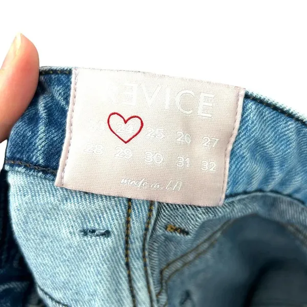 REVICE Two-Tone Yin Yang Distressed‎ Denim High Rise Straight Jeans Size 24 - Image 9
