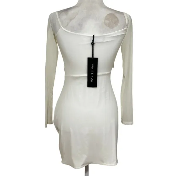 White Fox “Invite Pending” Cutout Ruched Mini Dress White Size M NWT - Image 4