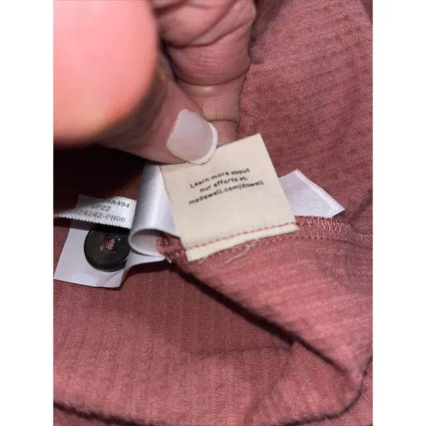 Madewell Knit Short Sleeve Fall Color 3 Button Sleeve Ribbed‎ Blouse Burnt Red - Image 8
