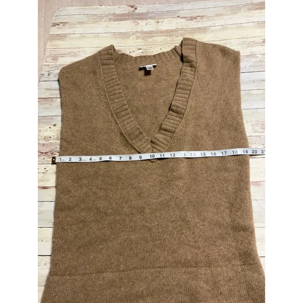 Loft Wool Angora Rabbit Blend Deep-V Sweater Vest Medium Brown Soft Cozy Warm - Image 4