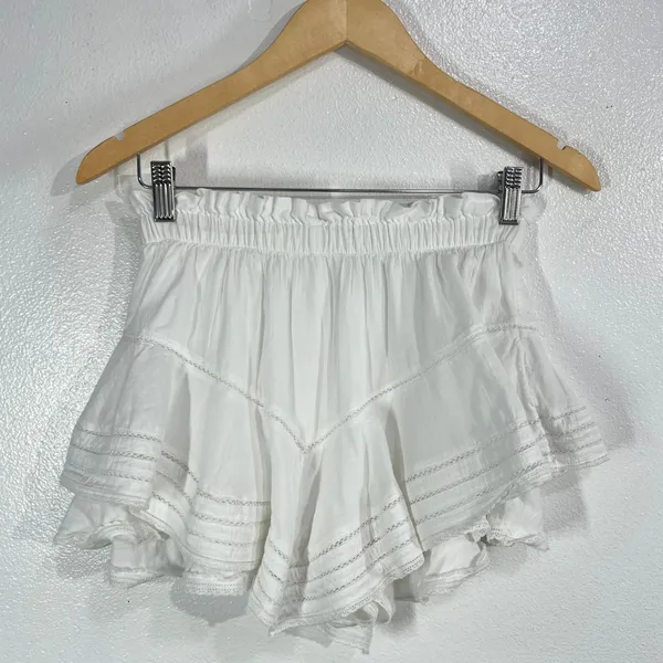 Aerie Rock 'n' Ruffle Skort White Size XS Boho Smocked‎ Tiered Cotton Coquette - Image 3