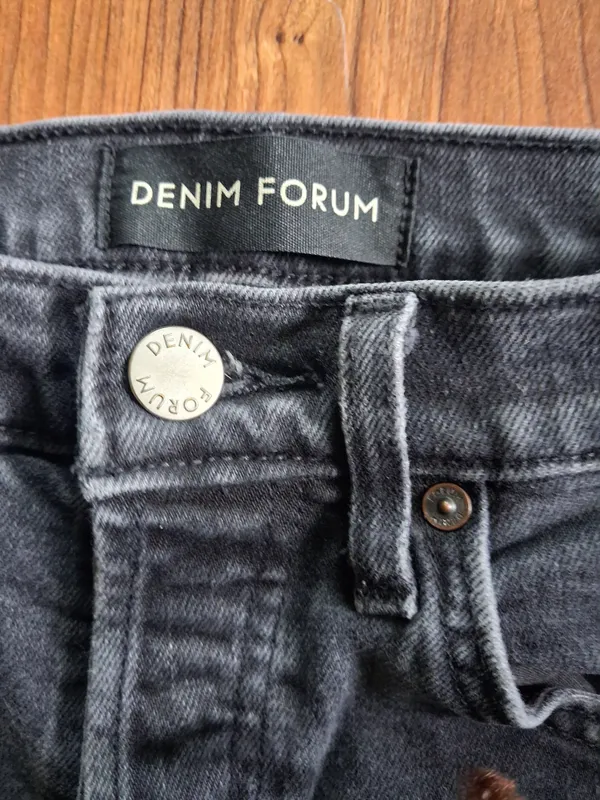 Denim Forum Womens Black Slim Yoko High Rise Button Fly Jeans 26 Organic Cotton - Image 2