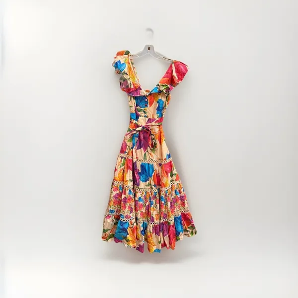 FARM RIO Mary's Garden Frilled Top Midi Size XS - Image 4