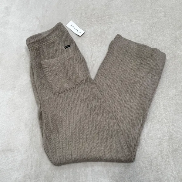 PacSun‎ Baggy Herringbone Knit Pants Taupe Brown Cotton Drawstring Womens S NEW - Image 9