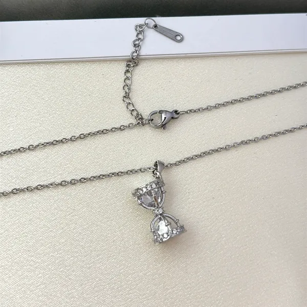 CZ Hourglass Pendant Necklace for Women - Image 3