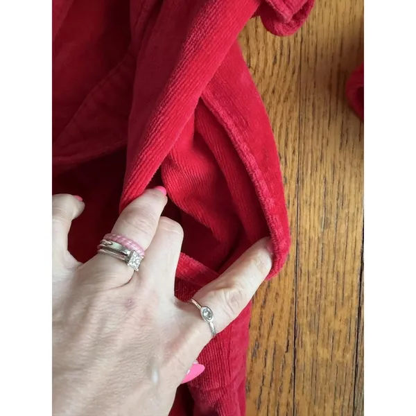 Victoria's Secret Robe Womens M/L Red Terry Cotton Kimono Belted Sleepwear - Image 6