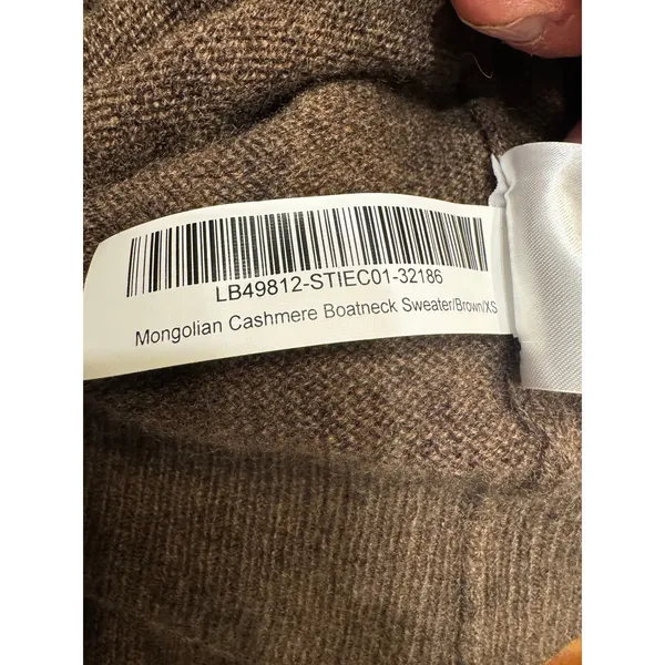 Quince 100% Mongolian Cashmere Boatneck Sweater, Brown, Size XS - Image 6