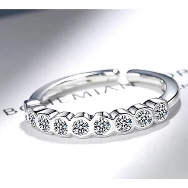 Boutique Dainty‎ 14k White Gold Plated Sterling Silver Synthetic Diamond Eternity Ring Sm - Image 3