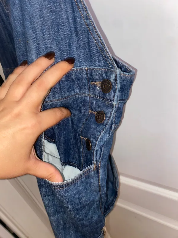 EXPRESS blue denim overalls / romper with adjustable straps and pockets size 8 - Image 8