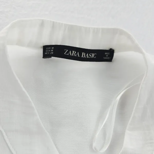 Zara‎ Basic White Lyocell Blend Shirt Dress Button Front Casual Coastal Medium - Image 4