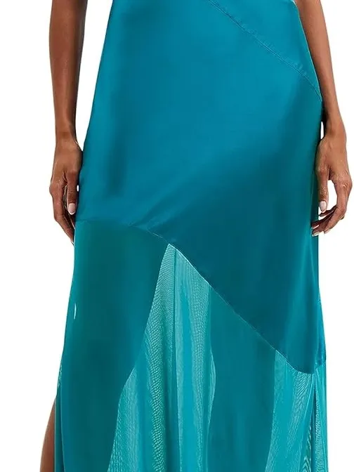 Silky Teal Slip Dress - Spaghetti Strap Maxi French connection - Image 2