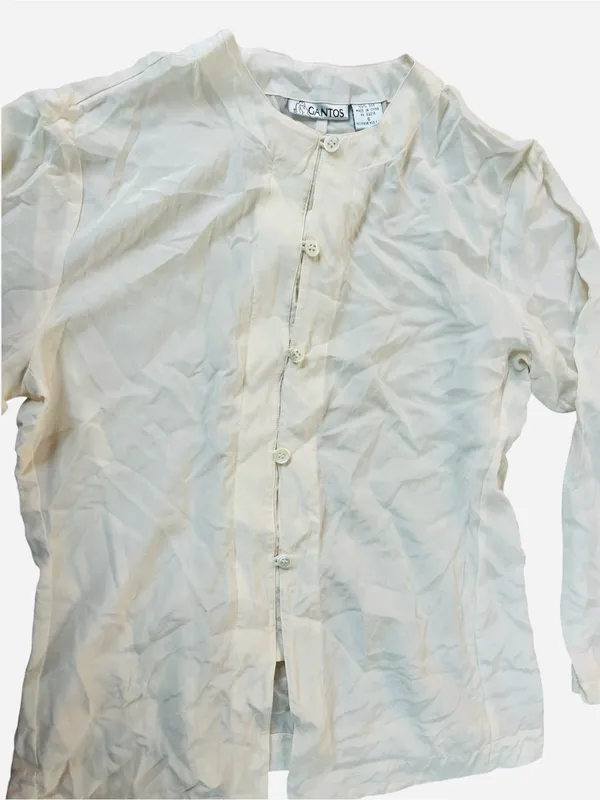 100% Silk Lightweight Cream Button - Image 6
