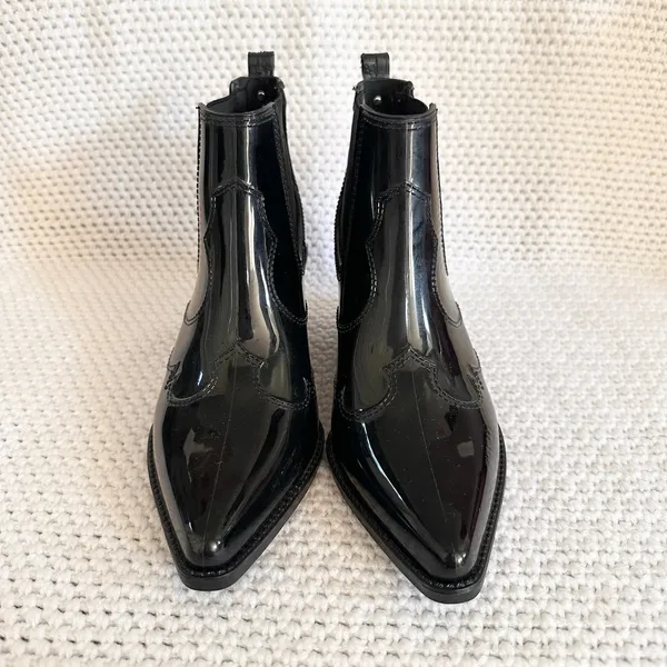 Sam Edelman Black Rubber Winona Cowboy Western Rain Ankle Boots Booties 7 - Image 3