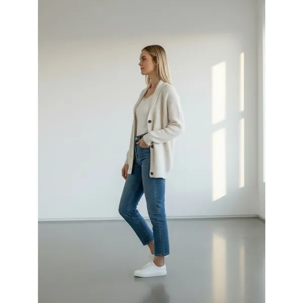 Aritzia Wilfred Tisserand Long Rib Knit Cardigan Sweater Merino Wool Size S - Image 5