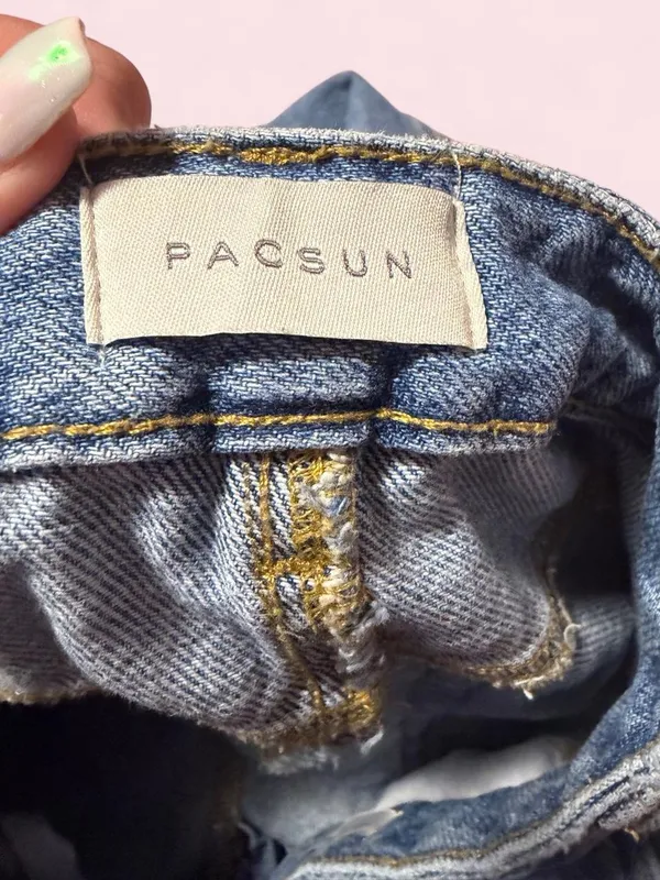 PacSun Light Blue Wide Leg Ripped-Knee Jeans - Image 3