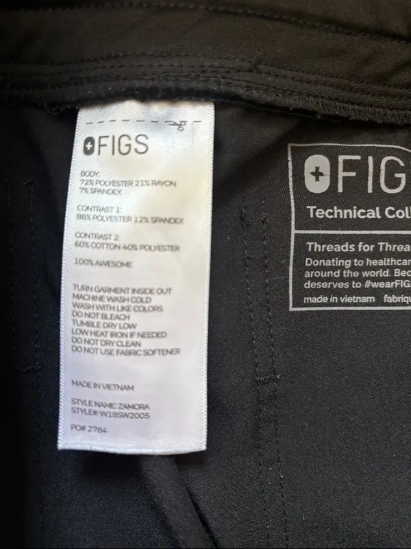 FIGS Zamora Jogger Scrub Pants Black Adjustable Drawstring‎ Scrubs Size Small - Image 10