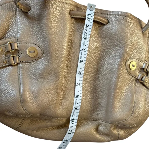 Cole Haan Gold Pebbled Leather Large Hobo Bag Pink Interior‎ - Image 9