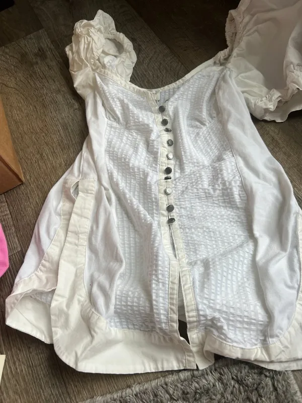 Anthropologie White Maeve Puff-Sleeve Sweetheart Top Size S - Image 4