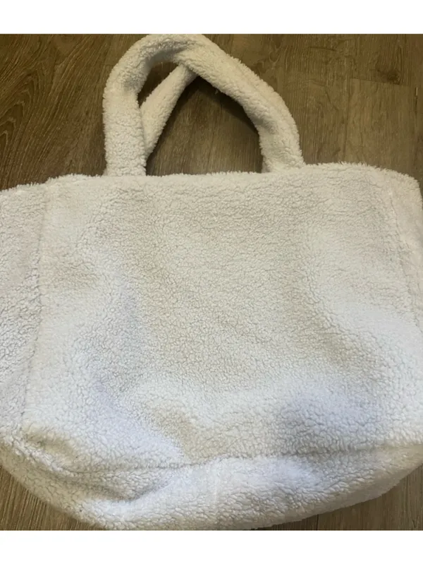 PINK Victoria's Secret Cream Sherpa Tote - Image 4