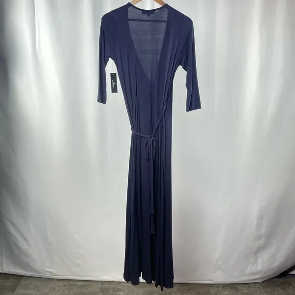 NWT Lulus Garden District Wrap Maxi Dress‎ in Navy Blue Size Medium - Image 5