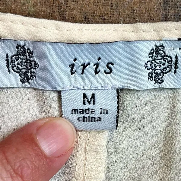 Iris Cream Sleeveless Lace Up Tank Top Medium - Image 7