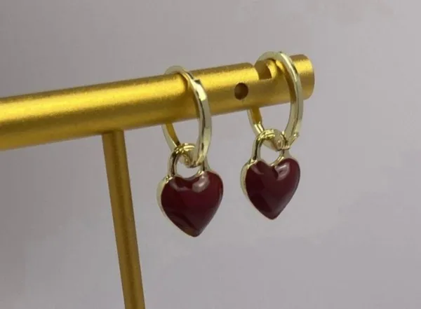 18K Gold Plated Love Heart Dangle Drop Earrings for Women, Red Heart Earrings - Image 4
