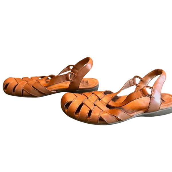 Earth Origins Berri Fisherman Slingback Sandals Tan Leather Comfort Est Size 9 - Image 7