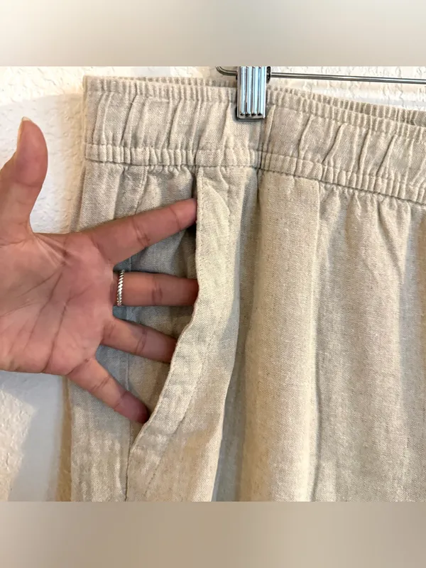 Old Navy Womens Pants Beige Linen Blend Pull On Wide Leg Size XL - Image 6