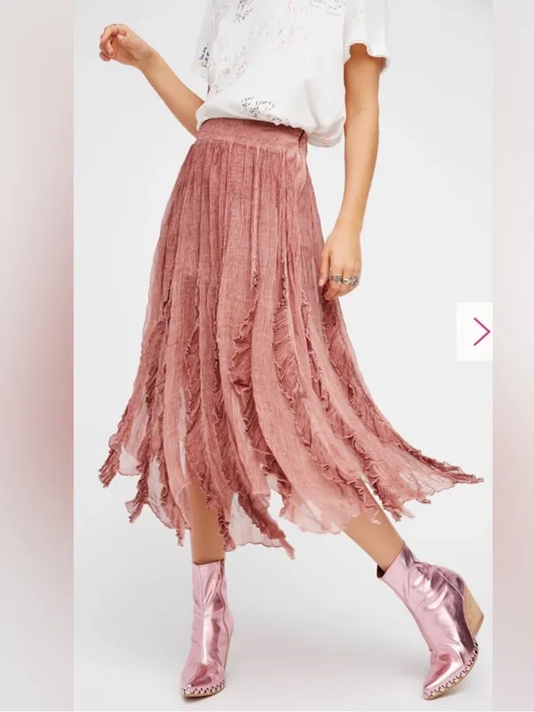 Free People‎ Follow Me Ruffle Skirt size 12 Boho Flowy Airy Ruffle Romantic - Image 12
