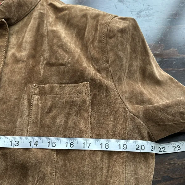 VTG Anne Klein Y2K XL Suede Leather Button Up Jacket chocolate Brown - Image 8