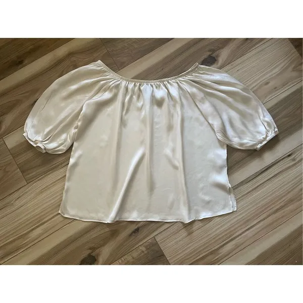 AUM COUTURE 100% Silk Blouse -Off the Shoulder Feature M - Image 3
