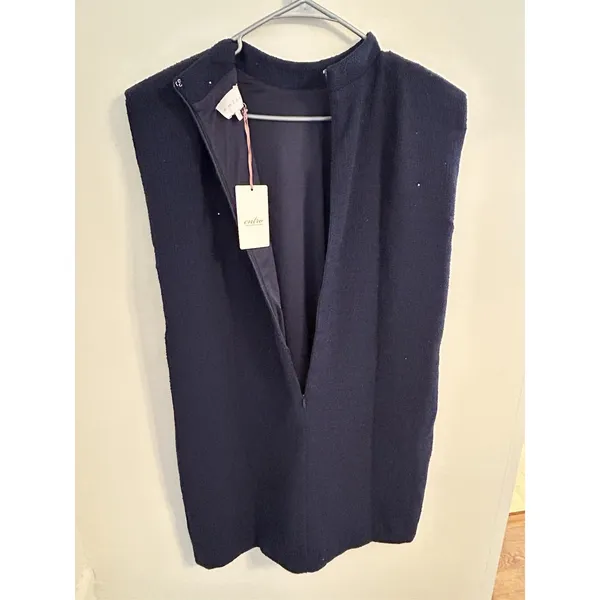 Entro Women's Sleeveless Mock Neck Dress Navy Sparkle Back Zip Size Large NWT‎ - Image 2