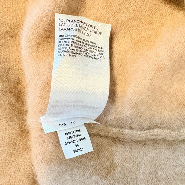 Chicos 100% Cashmere Short Sleeve Mock Neck Sweater Camel Tan Size 1 M 570373542 - Image 10